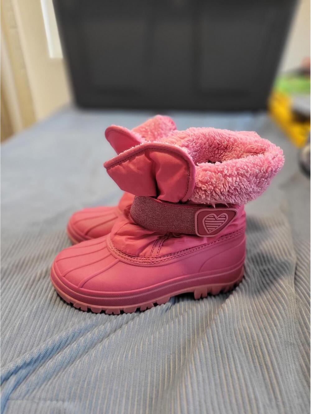 Pink Girls Kids' Winter Snow Boots with Faux Fur Lining